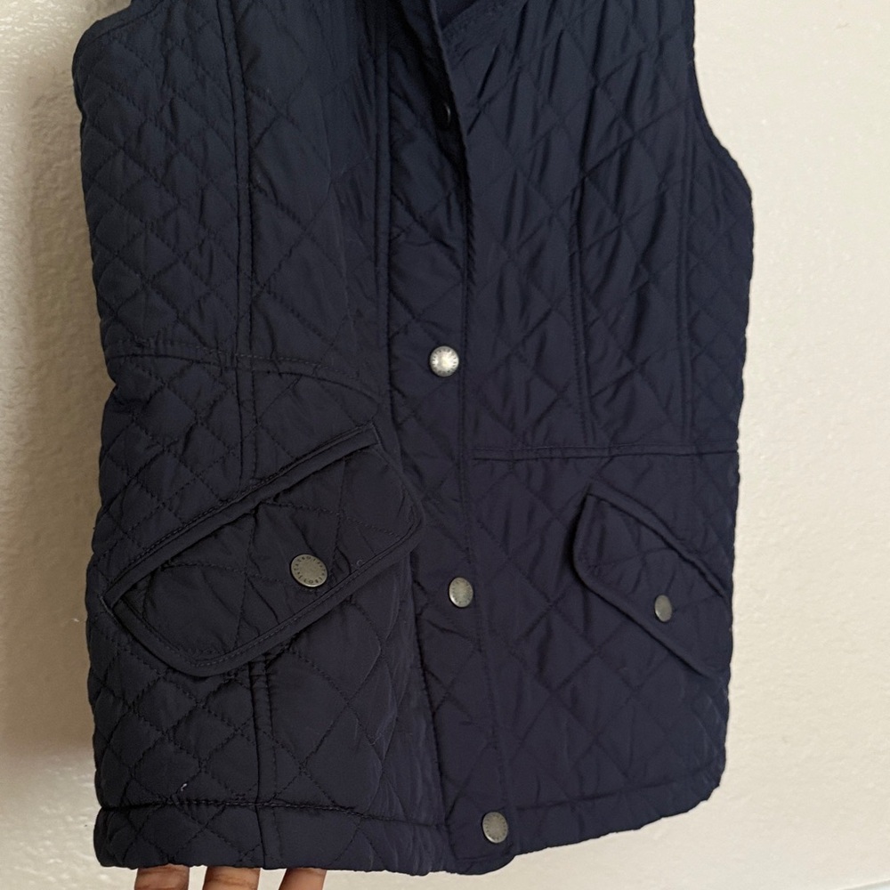 Talbots Women's Dark blue Quilted riding Vest pockets petite small - Picture 5 of 10